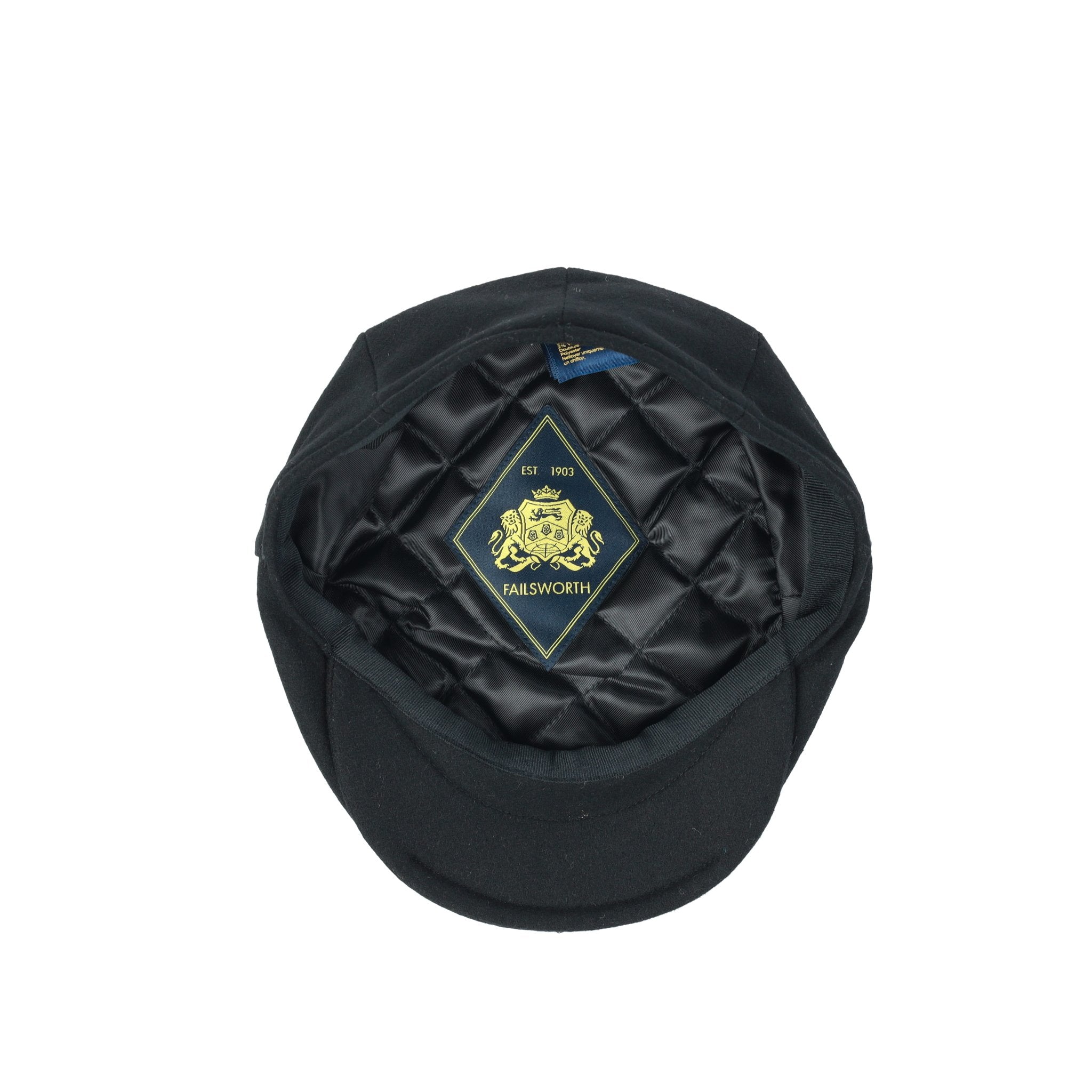 FAILSWORTH Melton Flat Cap BLACK - Henry Bucks