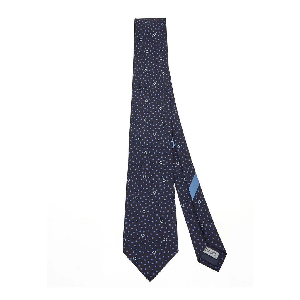 FERRAGAMO Printed Tie NAVY/MULTI - Henry Bucks