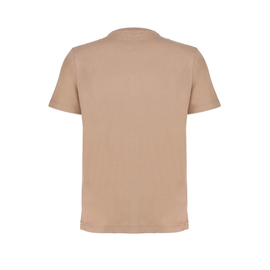 FERRANTE Cotton Crew Neck Short Sleeve Shirt BEIGE - Henry Bucks