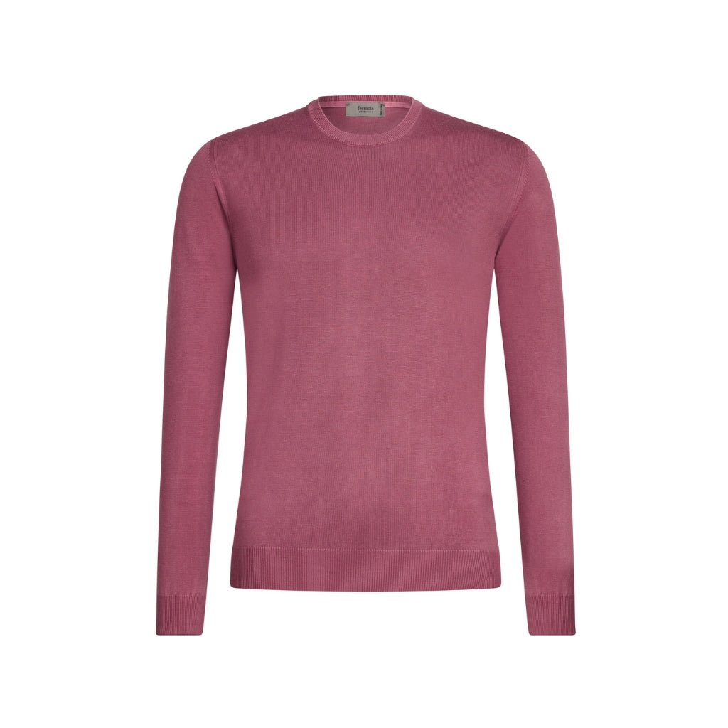 FERRANTE Cotton Crewneck Long Sleeve DUSTY PINK - Henry Bucks