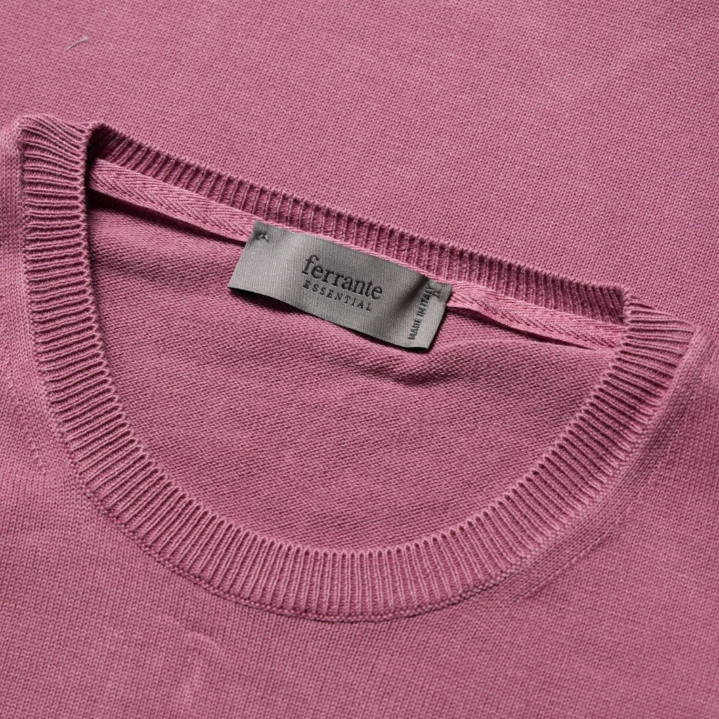 FERRANTE Cotton Crewneck Long Sleeve DUSTY PINK - Henry Bucks