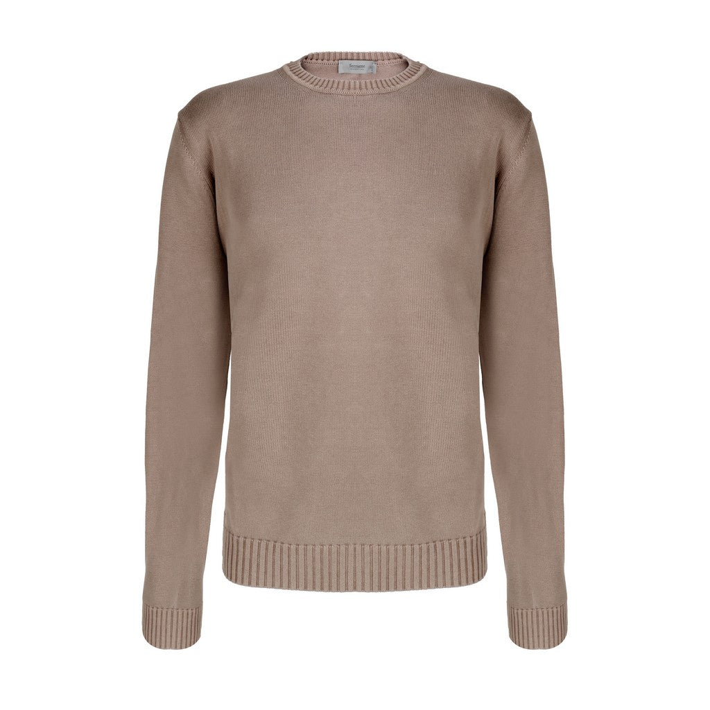 FERRANTE Cotton Crewneck Long Sleeve TAUPE - Henry Bucks