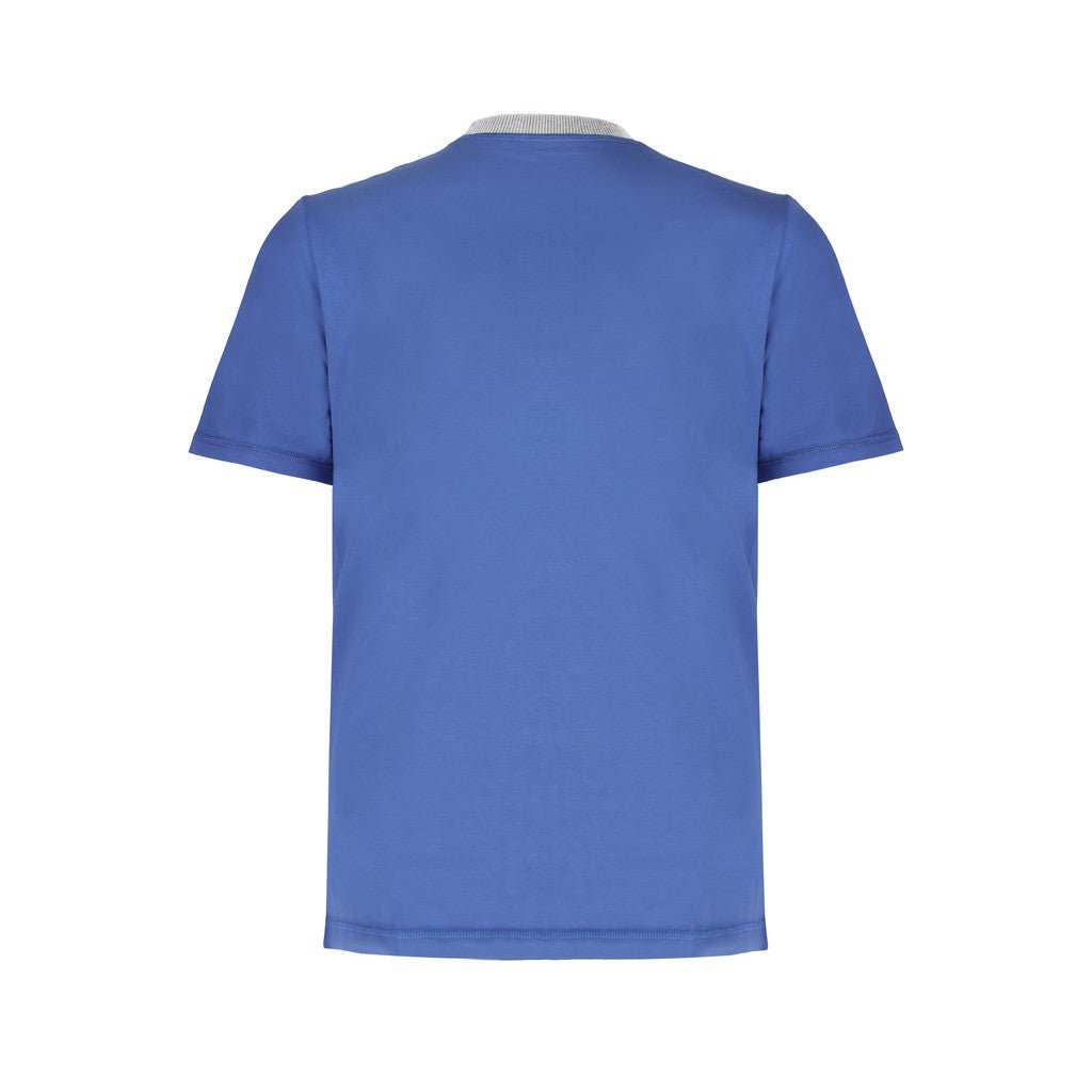 FERRANTE Cotton Jersey Crew Neck T-Shirt MID BLUE - Henry Bucks