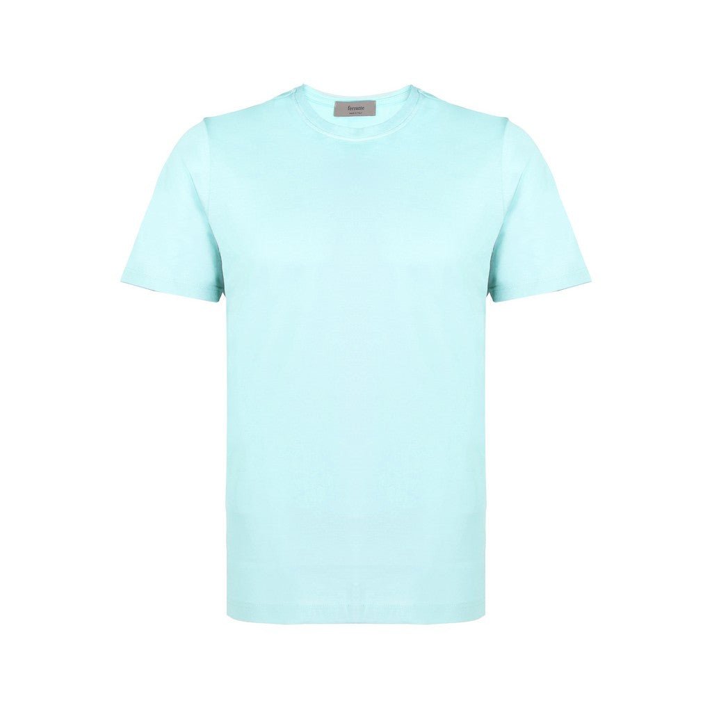 FERRANTE Cotton Jersey Crew Neck T-Shirt TURQUOISE - Henry Bucks