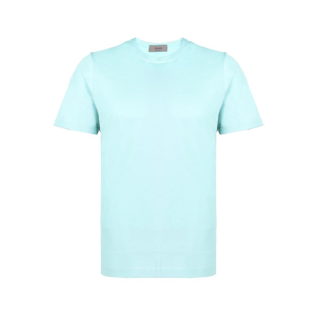 FERRANTE Cotton Jersey Crew Neck T-Shirt TURQUOISE - Henry Bucks