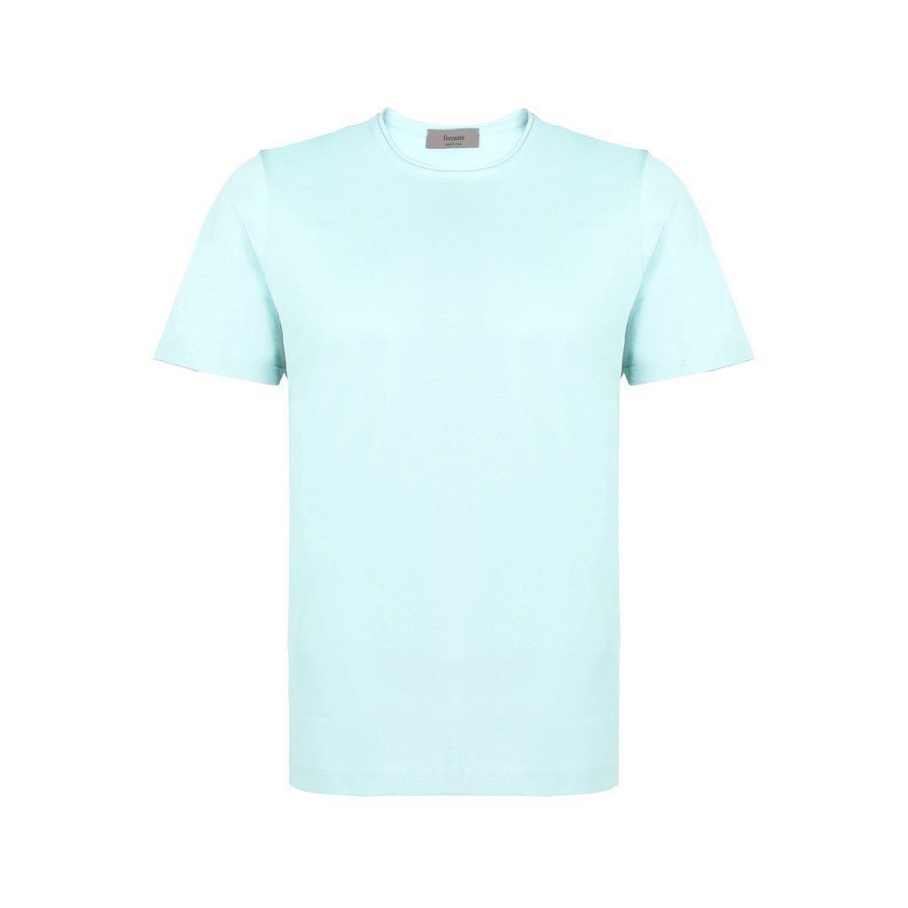 FERRANTE Cotton Jersey Crew Neck T-Shirt TURQUOISE - Henry Bucks