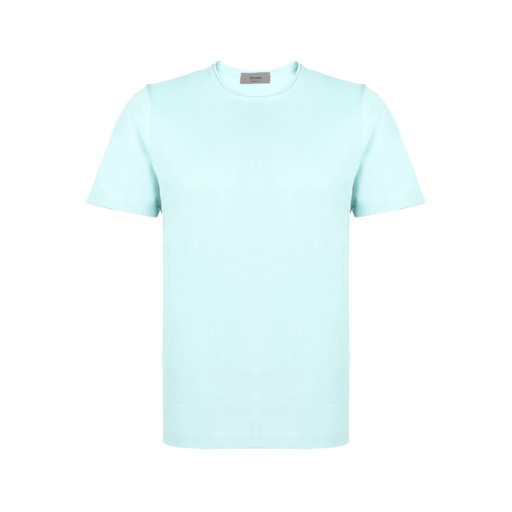 FERRANTE Cotton Jersey Crew Neck T-Shirt TURQUOISE - Henry Bucks