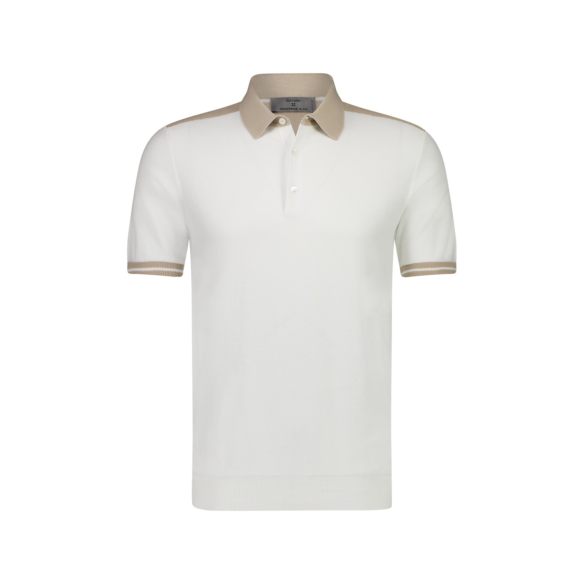 Ferrante Short Sleeve Contrast Polo in WHITE - Henry BucksShirts38SS230090 - WHTE - 50