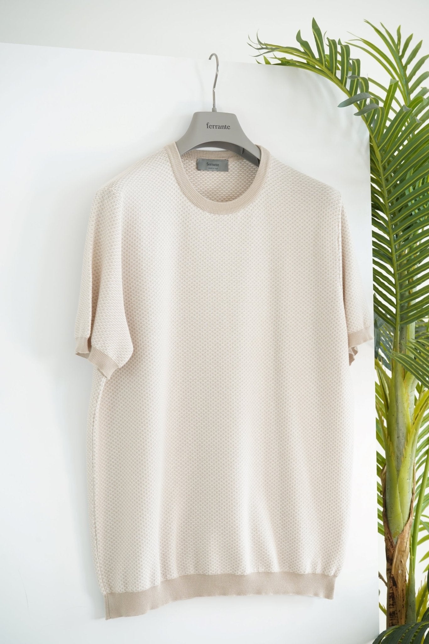 Ferrante Short Sleeve Contrast T - Shirt in BEIGE - Henry BucksPolo38SS230091 - BEIGE - 50