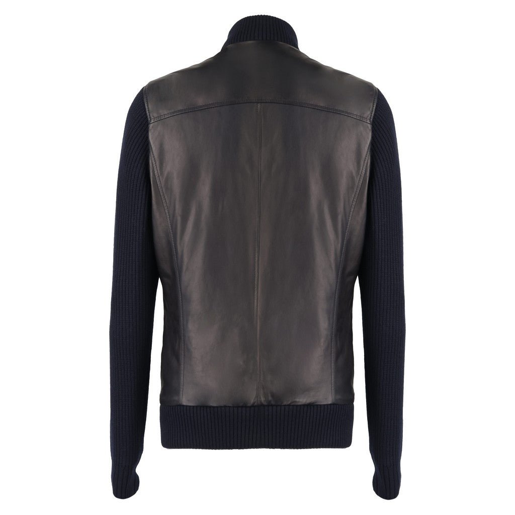 FRADI Leather Bomber Jacket NAVY - Henry Bucks