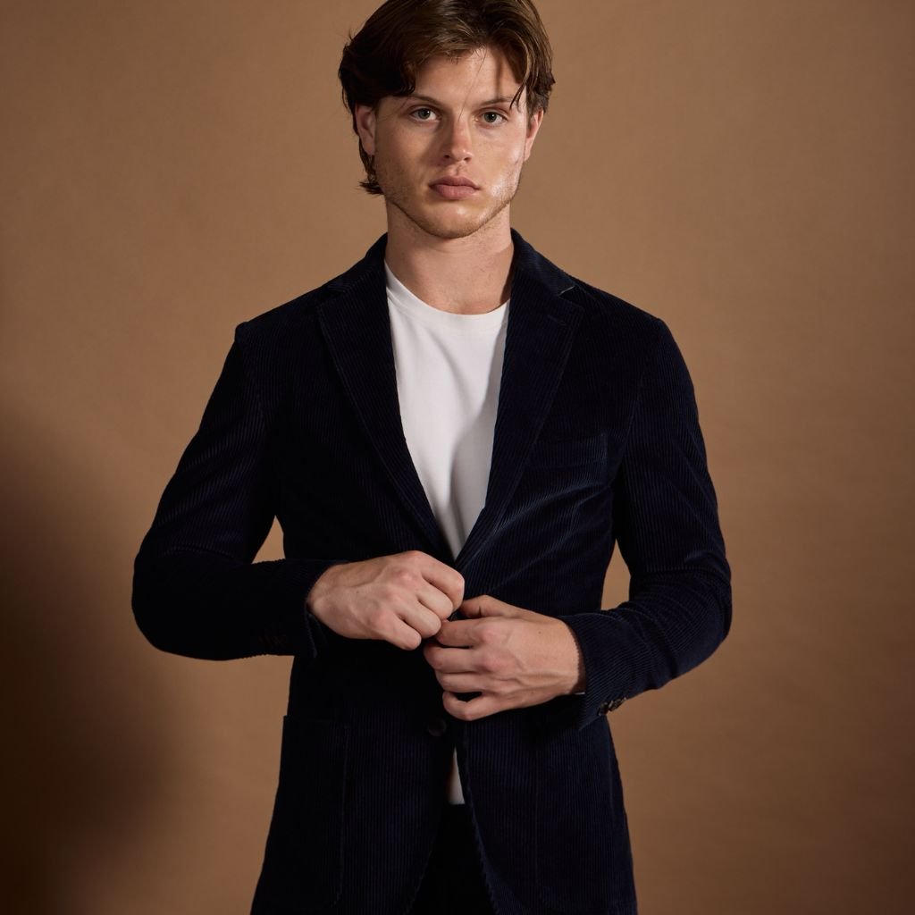 FRADI Soft Corduroy Stretch Blended Cotton Blazer BLACK REG - Henry Bucks