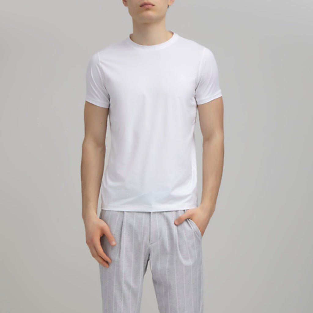 FRADI Techno Jersey Shirt Crew Neck WHITE - Henry Bucks