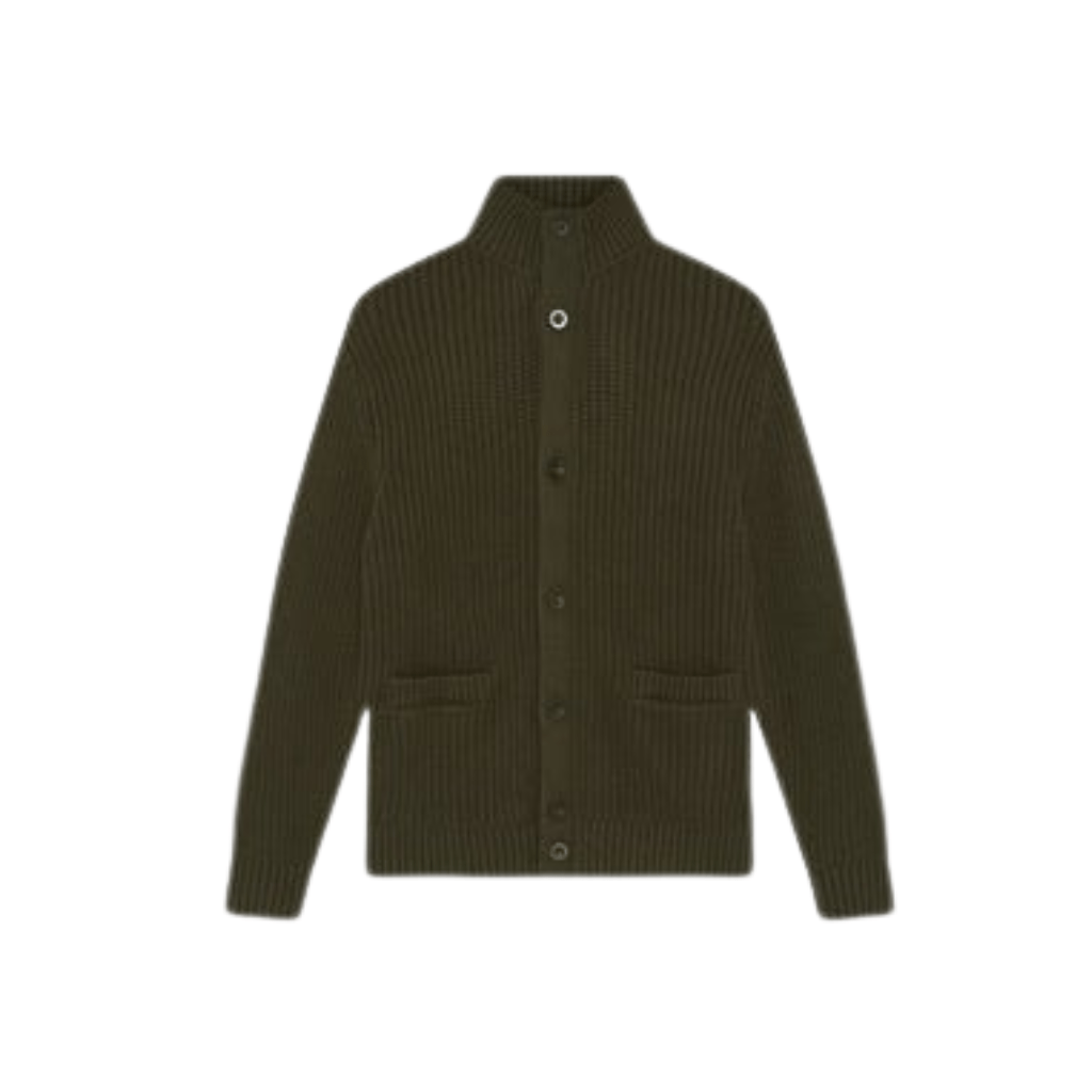 FRESCOBAL CARIOCA Claudio Ribbed Cardigan OLIVE - Henry Bucks
