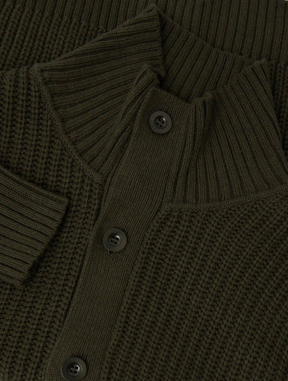 FRESCOBAL CARIOCA Claudio Ribbed Cardigan OLIVE - Henry Bucks