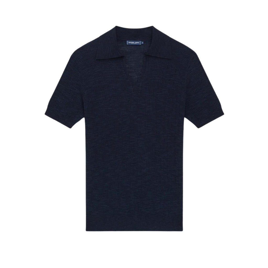 FRESCOBAL CARIOCA Joaquim V Neck Polo NAVY - Henry Bucks