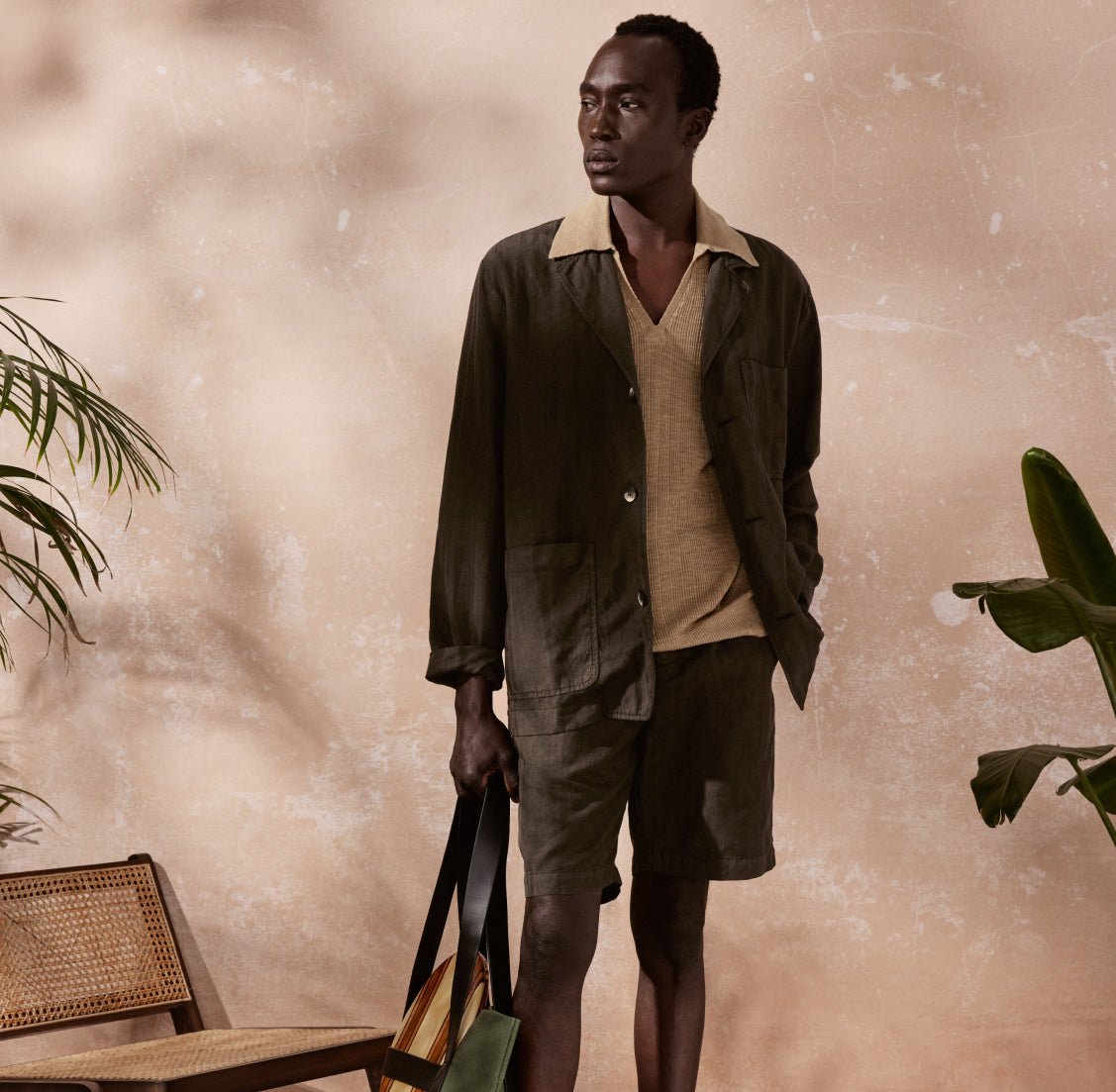 FRESCOBAL CARIOCA Linen Blazer OLIVE - Henry Bucks