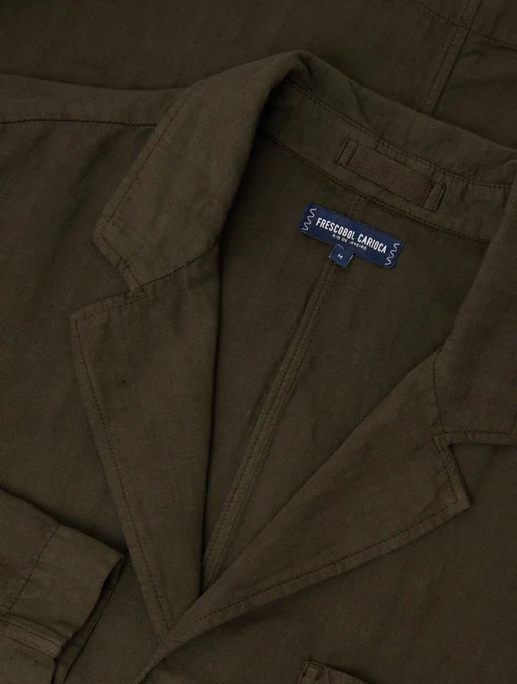 FRESCOBAL CARIOCA Linen Blazer OLIVE - Henry Bucks