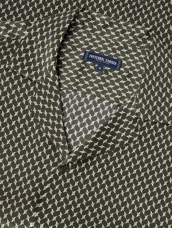 FRESCOBAL CARIOCA Roberto Silk Short Sleeve Shirt OLIVE - Henry Bucks