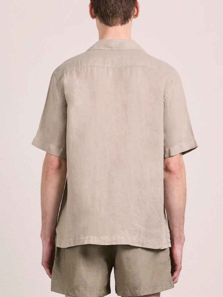 FRESCOBOL CARIOCA Angelo Linen Short Sleeve Shirt PALM GREEN - Henry Bucks