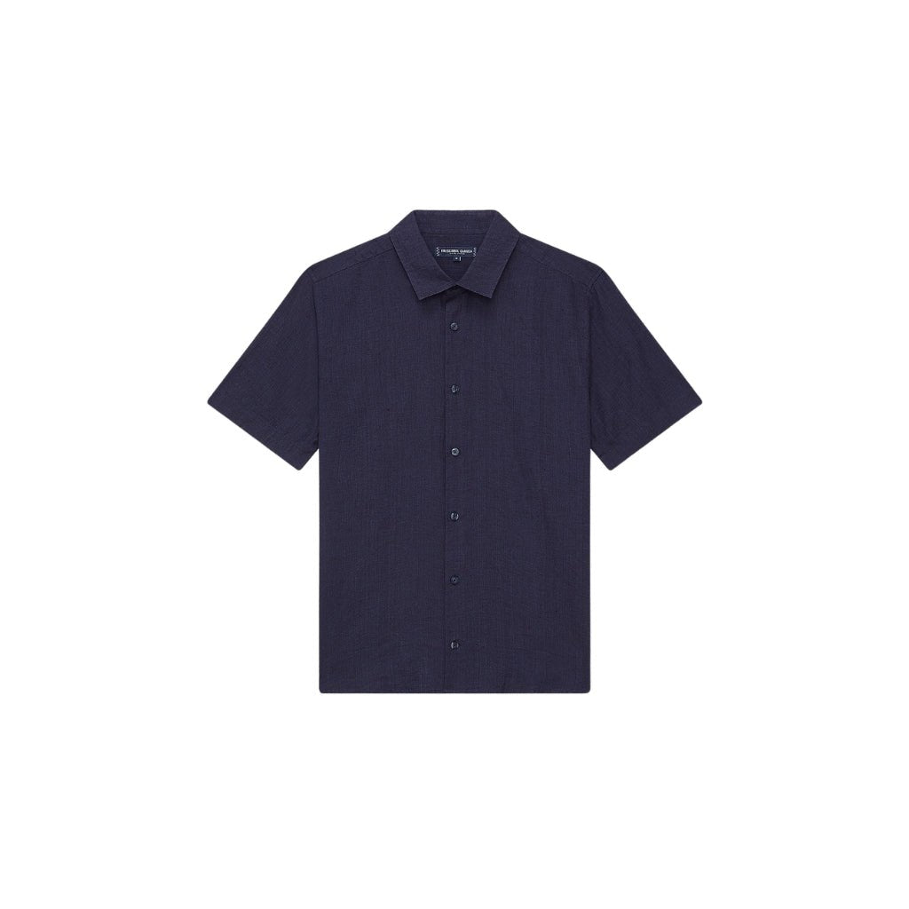 FRESCOBOL CARIOCA Castro Classic Linen Shirt MIDNIGHT BLUE - Henry Bucks