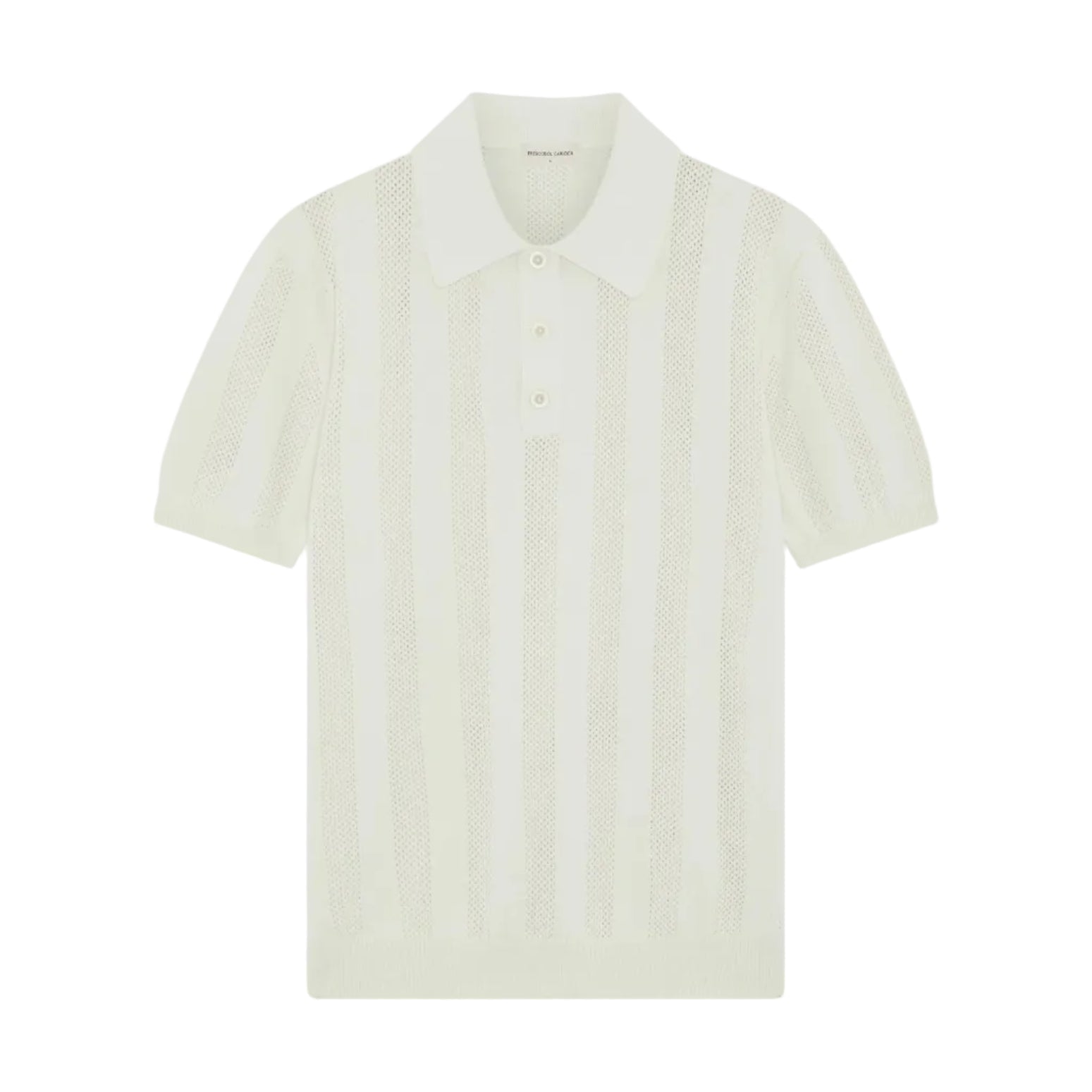 FRESCOBOL CARIOCA Cotton Stripe Short Sleeve Button Knit Polo CREAM - Henry Bucks