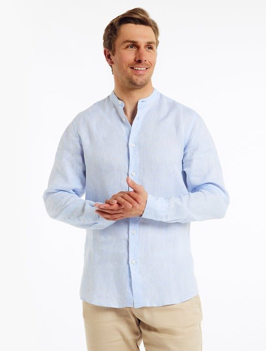 FRESCOBOL CARIOCA Jorge Linen Shirt BABY BLUE - Henry BucksShirts38SS230063 - BABYBLUE - M