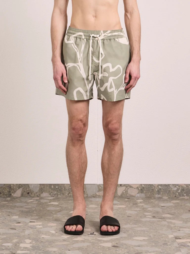FRESCOBOL CARIOCA Rio Flor Print Swim Shorts PALM GREEN - Henry Bucks