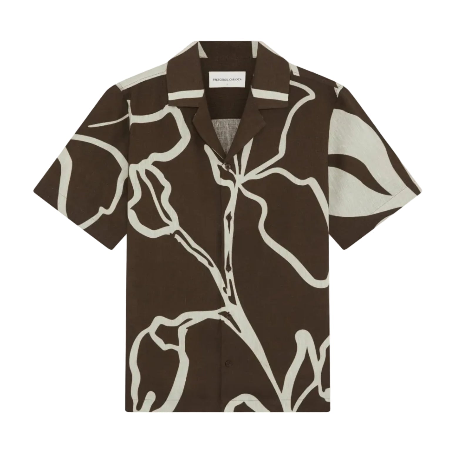 FRESCOBOL CARIOCA Roberto Short Sleeve Linen Shirt CACAO - Henry Bucks