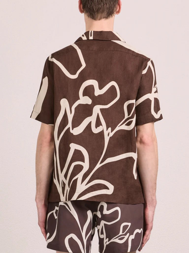 FRESCOBOL CARIOCA Roberto Short Sleeve Linen Shirt CACAO - Henry Bucks