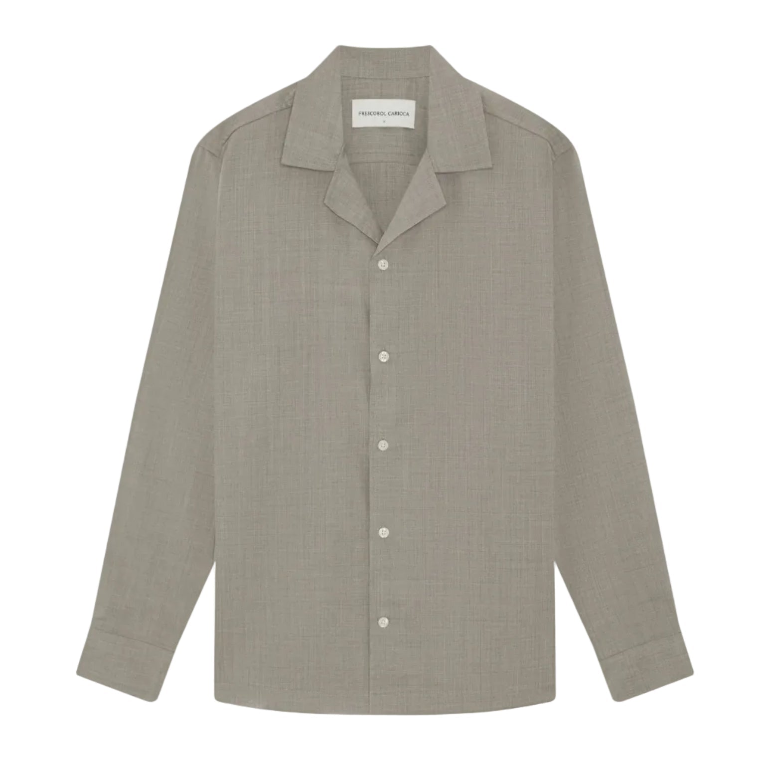 FRESCOBOL CARIOCA Safra Tropical Wool Long Sleeve Shirt LIGHT BROWN - Henry Bucks