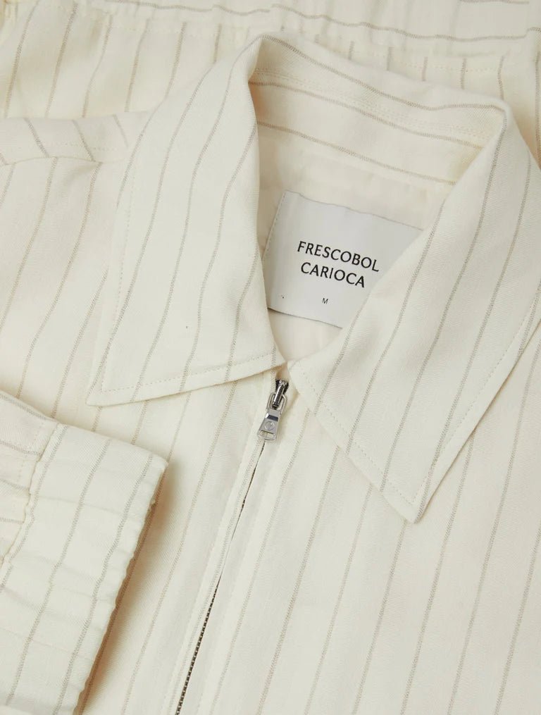 FRESCOBOL CARIOCA Tomas Linen Blend Zip Blouson Jacket IVORY - Henry Bucks