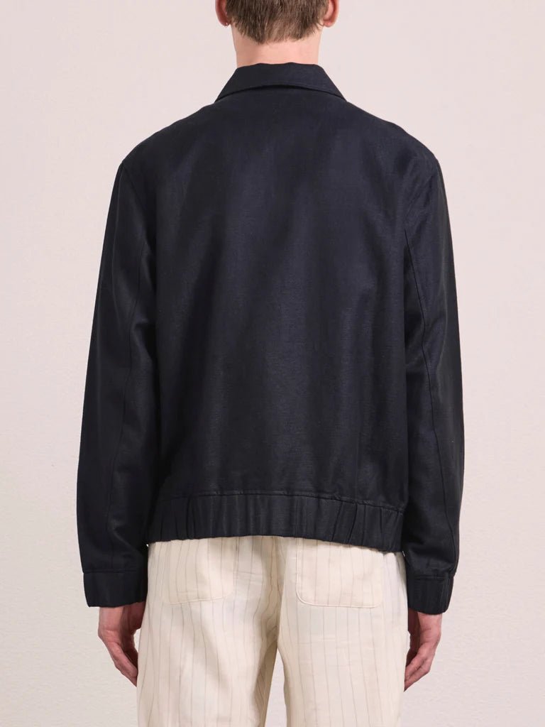 FRESCOBOL CARIOCA Tomas Linen Blend Zip Blouson Jacket NAVY - Henry Bucks