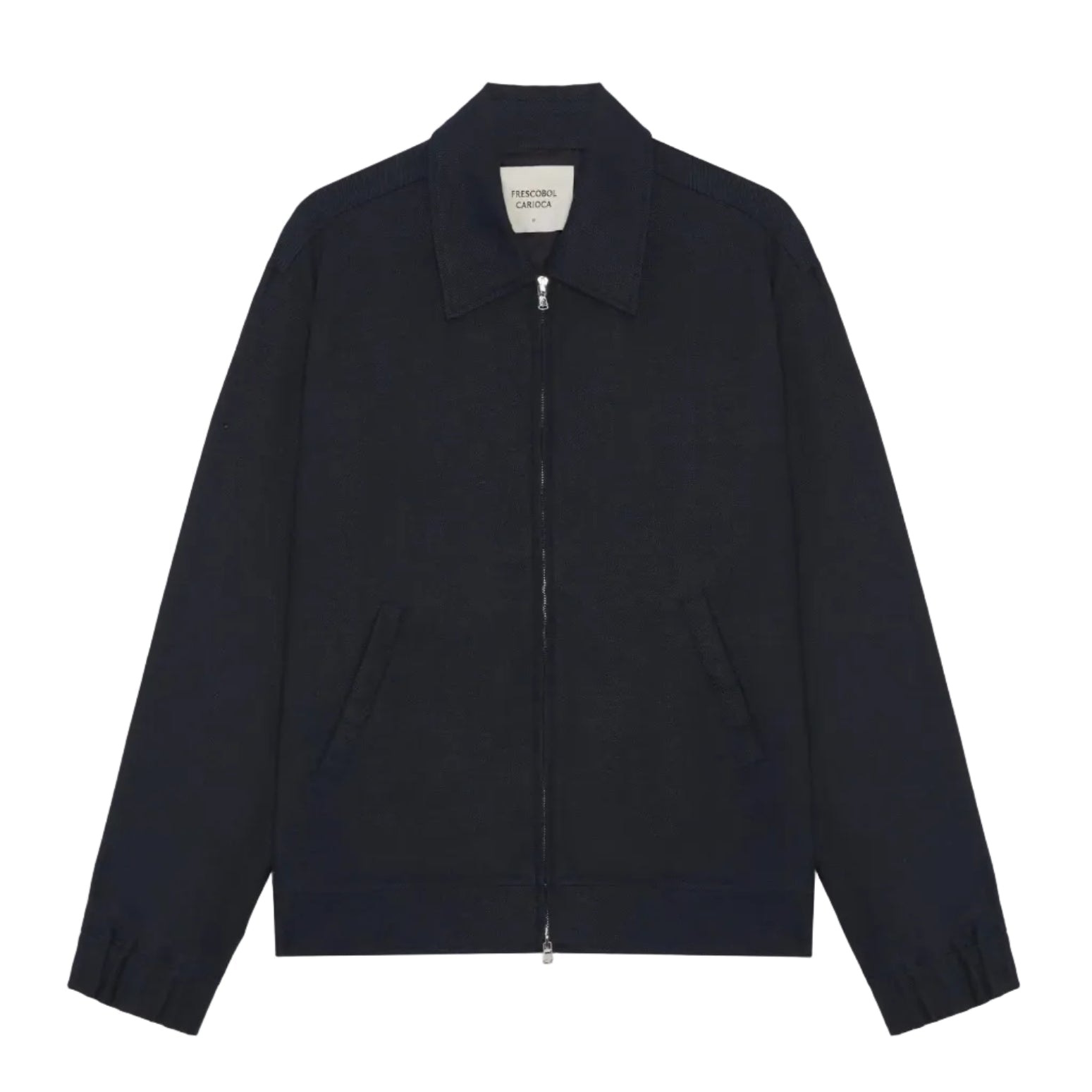 FRESCOBOL CARIOCA Tomas Linen Blend Zip Blouson Jacket NAVY - Henry Bucks