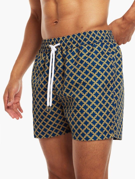 FRESCOBOL CARIOCA Treliça Sport Swim Short OCEAN BLUE/GOLD - Henry BucksShorts38SS230058 - OCEANBLUE - M