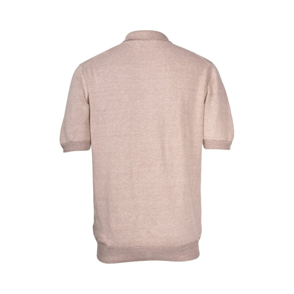 GRAN SASSO 2 - Tone Cotton/Linen Stripe Polo BEIGE - Henry BucksPolo61SS240038 - BEIG - 48