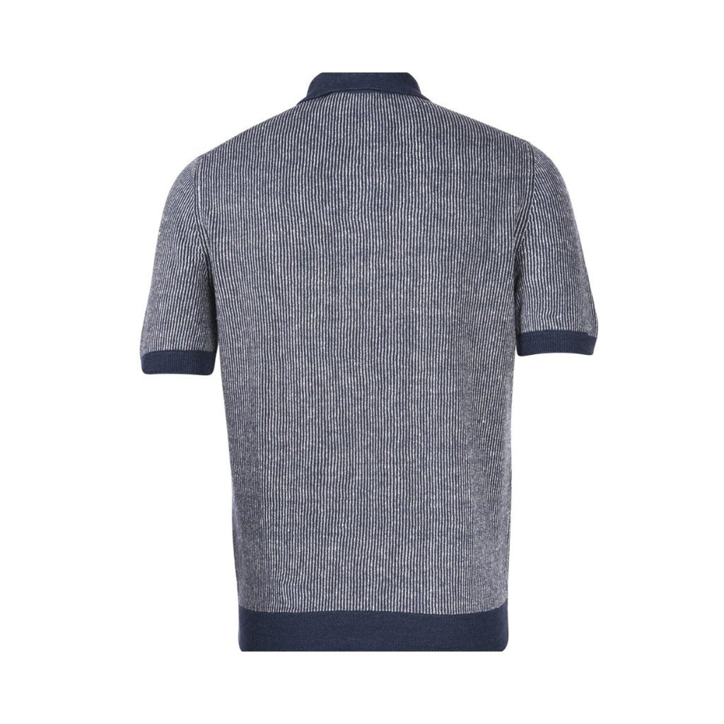 GRAN SASSO 2 - Tone Cotton/Linen Stripe Polo NAVY - Henry BucksPolo61SS240038 - NAVY - 50