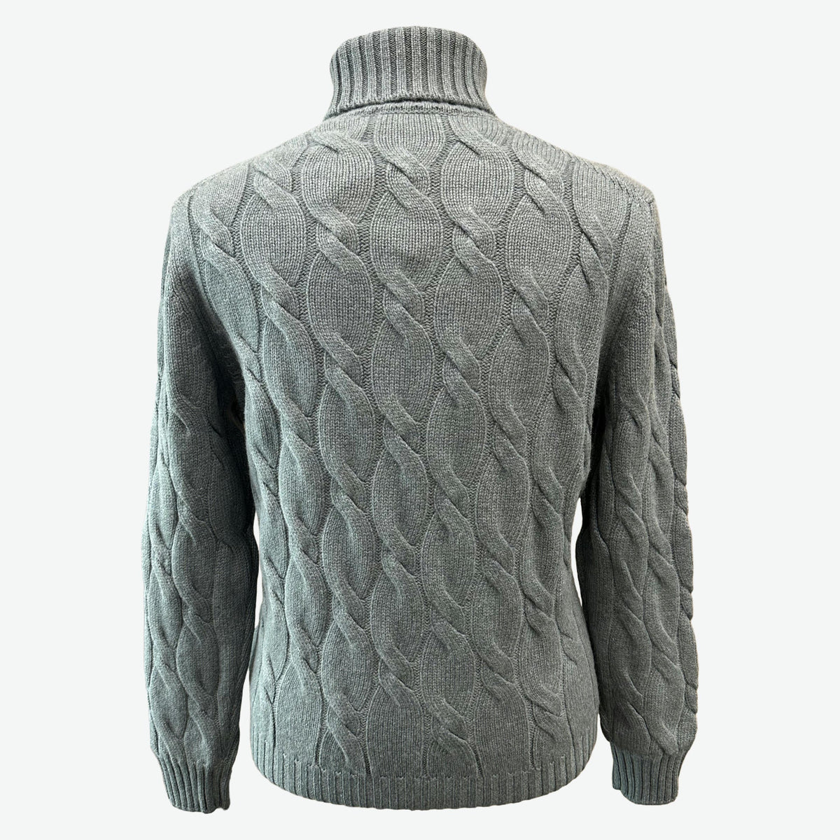 GRAN SASSO Cashmere Turtleneck Cable Knit GREY - Henry Bucks