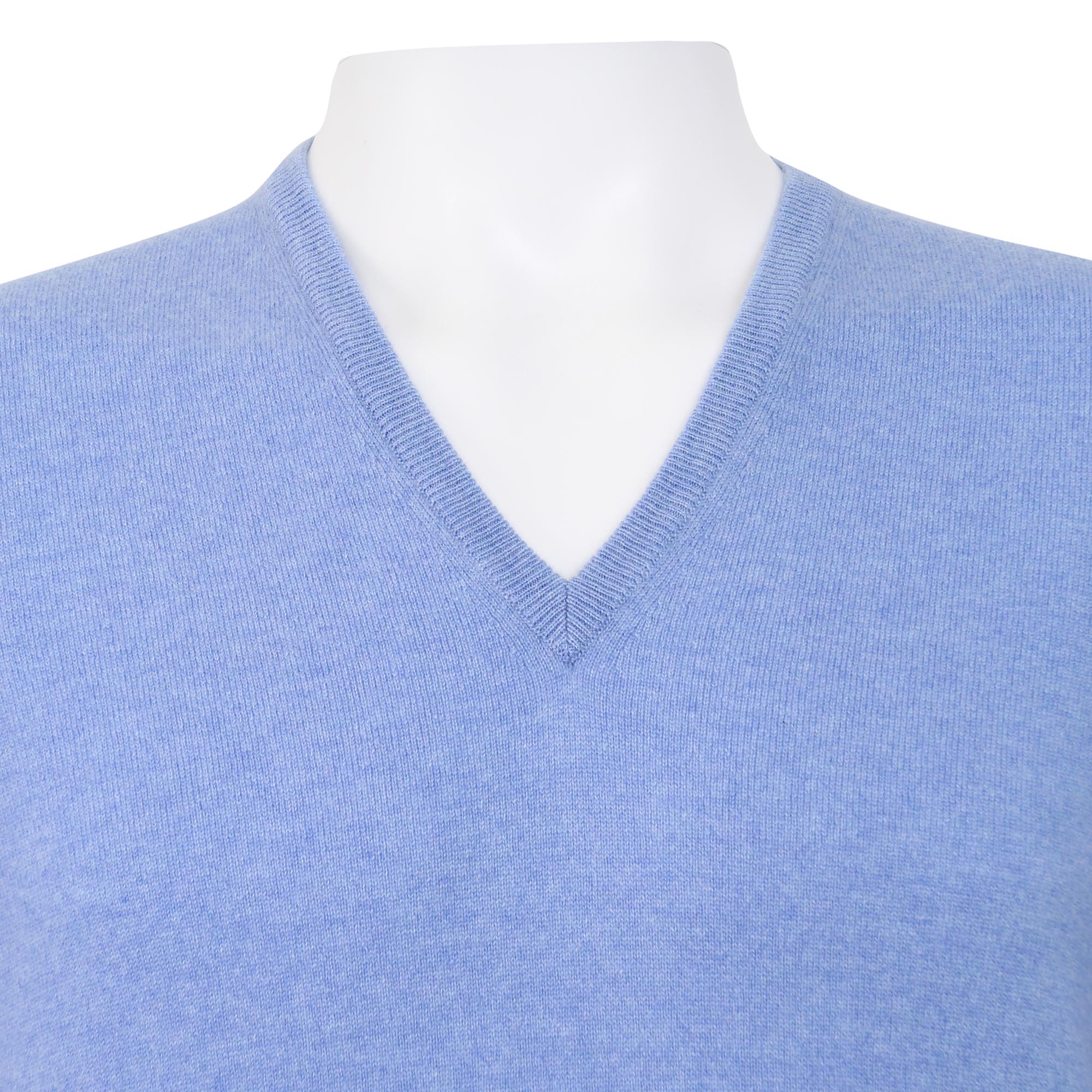 GRAN SASSO CASHMERE V - NECK SKY - Henry BucksKNITWEAR46SOR55115 - SKY - 48