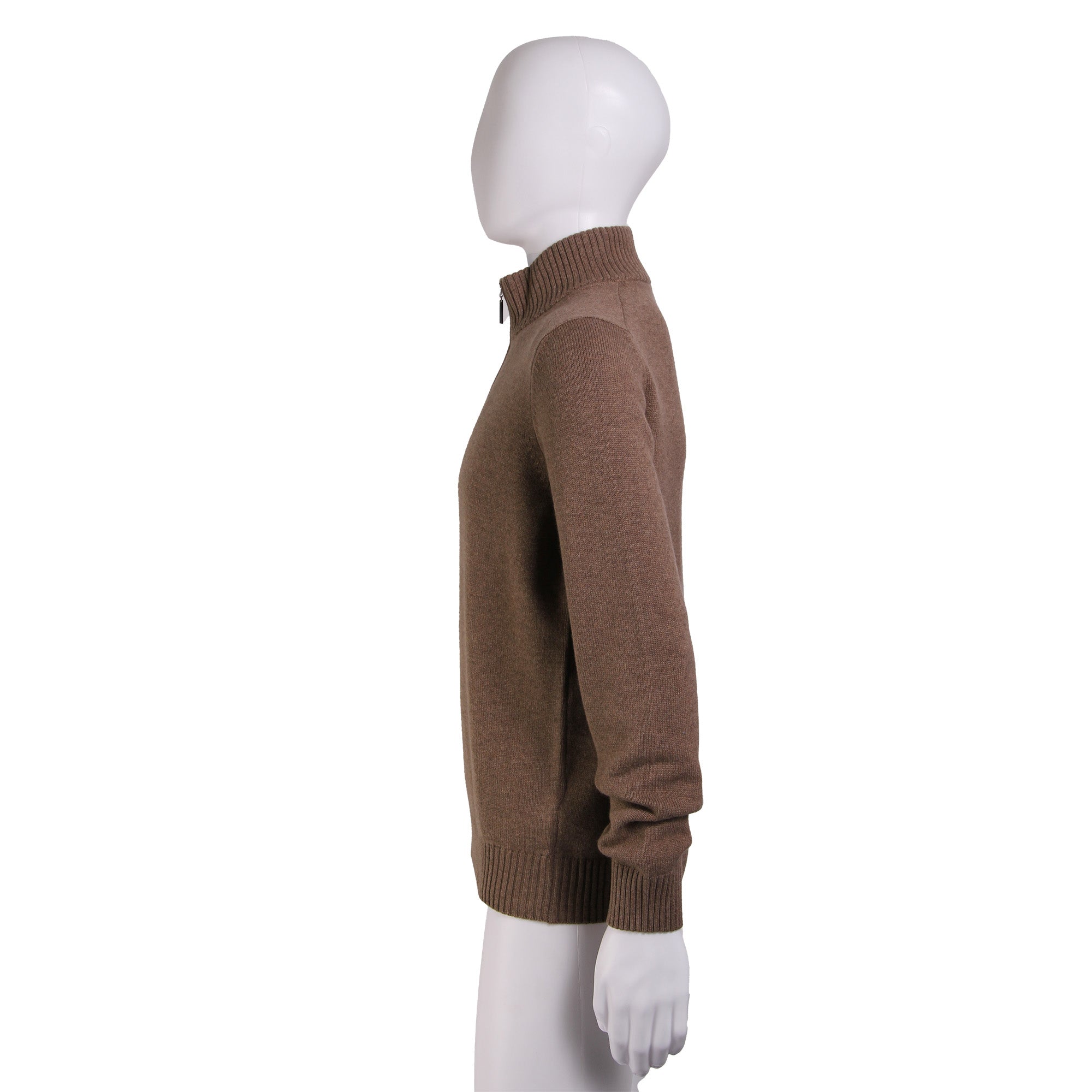 GRAN SASSO Cashmere/Wool Mock Neck 1/4 Zip Knit CAMEL - Henry BucksKNITWEAR46SOR23125 - CAMEL - 46