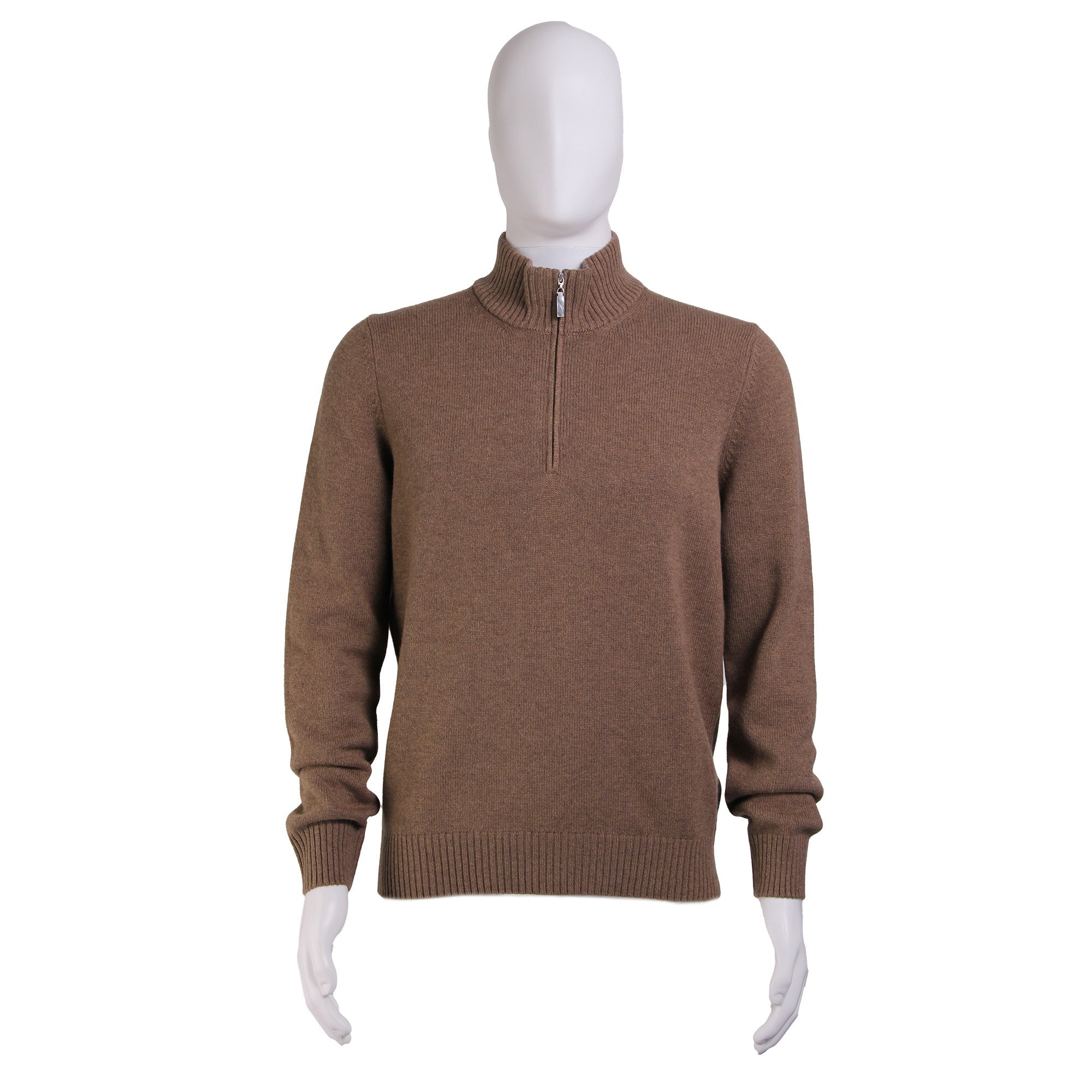 GRAN SASSO Cashmere/Wool Mock Neck 1/4 Zip Knit CAMEL - Henry BucksKNITWEAR46SOR23125 - CAMEL - 46