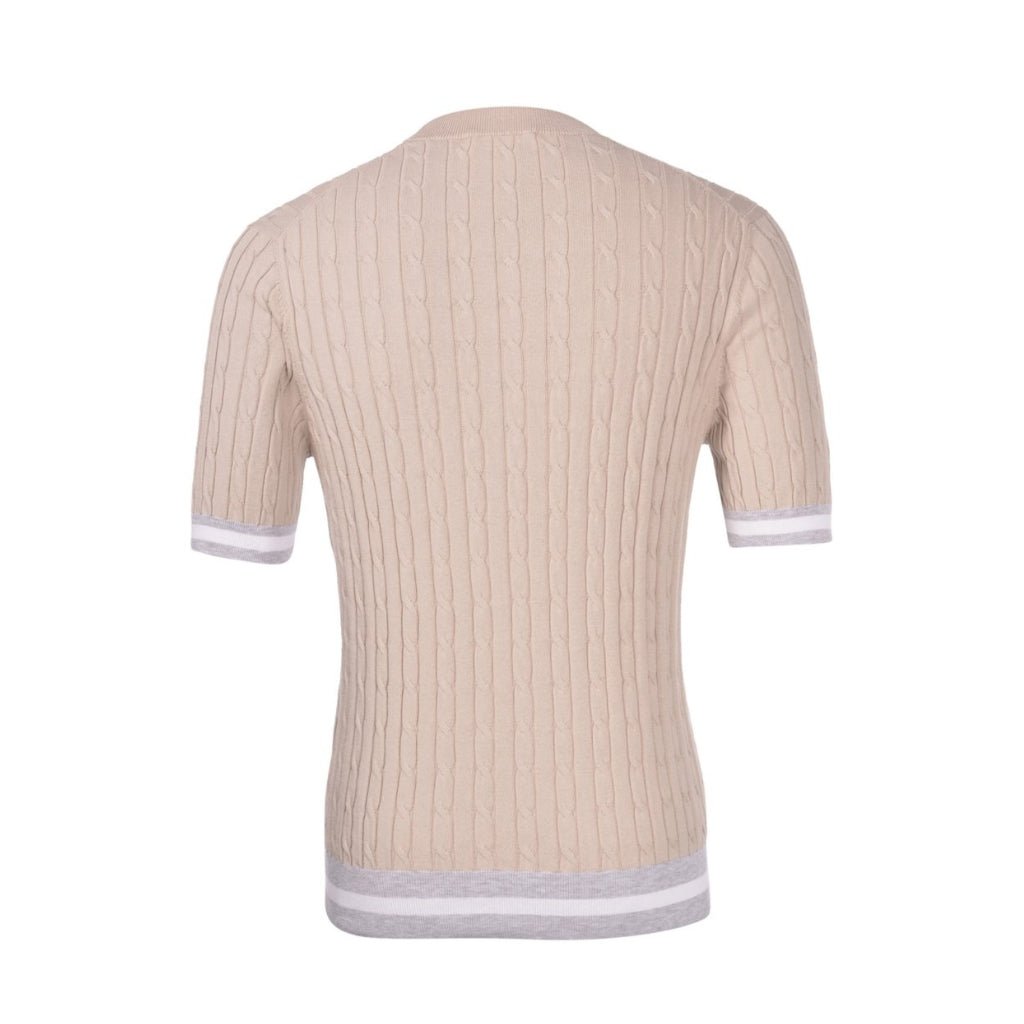 GRAN SASSO Cotton Cable Knit T Shirt LIGHT BEIGE - Henry BucksT-Shirts61SS240037 - LTBEIGE - 48