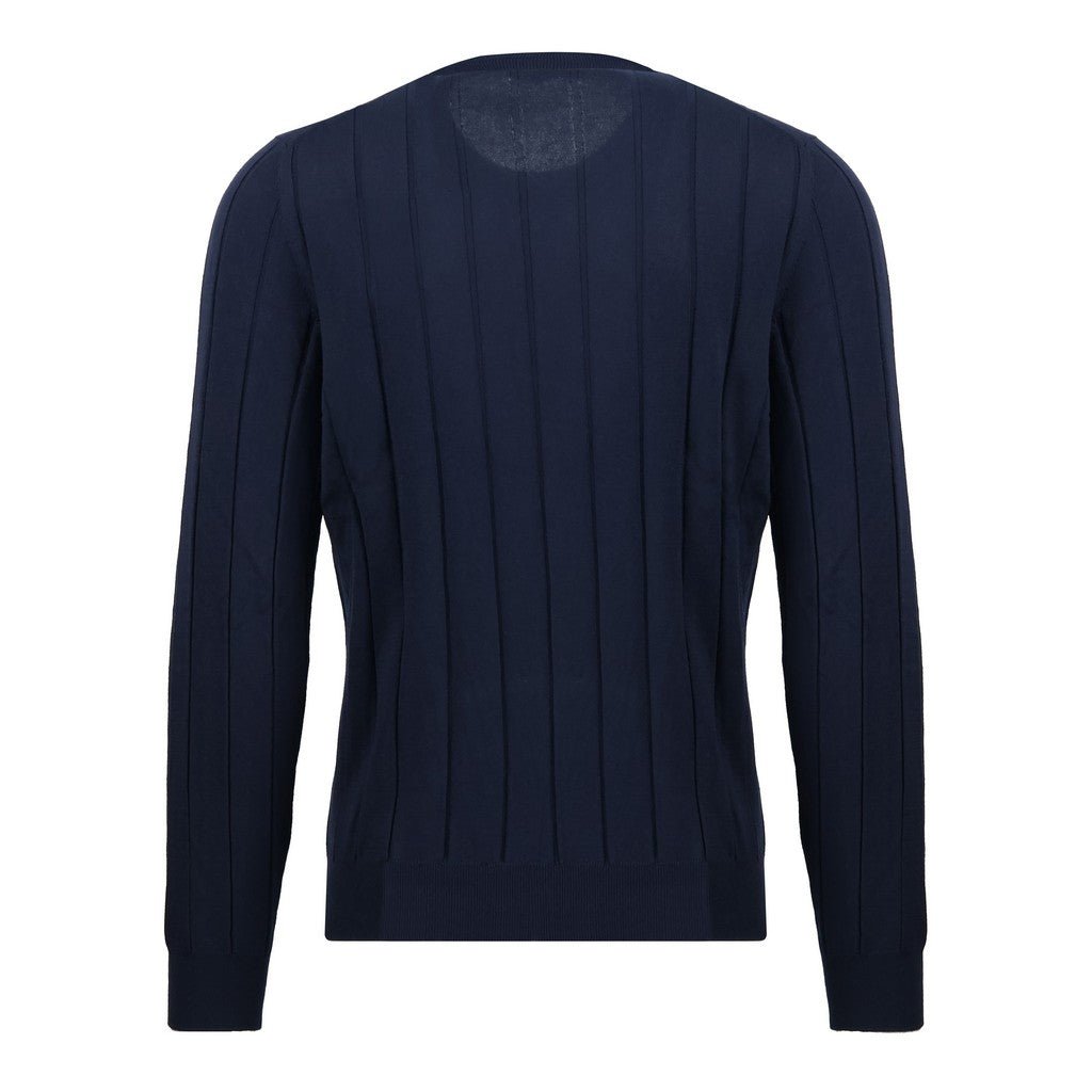 GRAN SASSO Cotton Crew Neck NAVY - Henry Bucks
