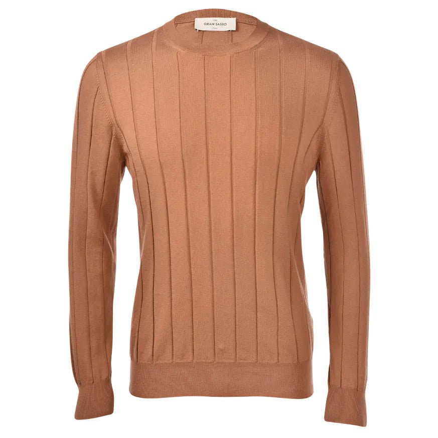 GRAN SASSO Cotton Crew Neck TAN - Henry Bucks