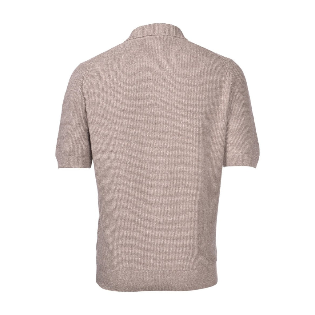 GRAN SASSO Cotton Linen Knit Short Sleeve LIGHT BROWN - Henry BucksPolo61SS240036 - LTBR - 50