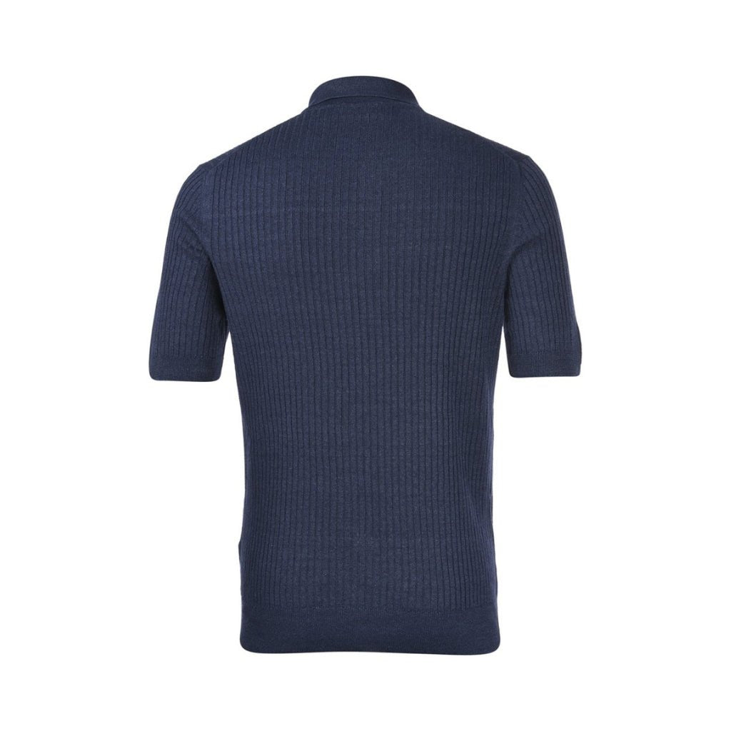 GRAN SASSO Cotton Linen Ribbed Polo NAVY - Henry BucksPolo61SS240040 - NAVY - 48