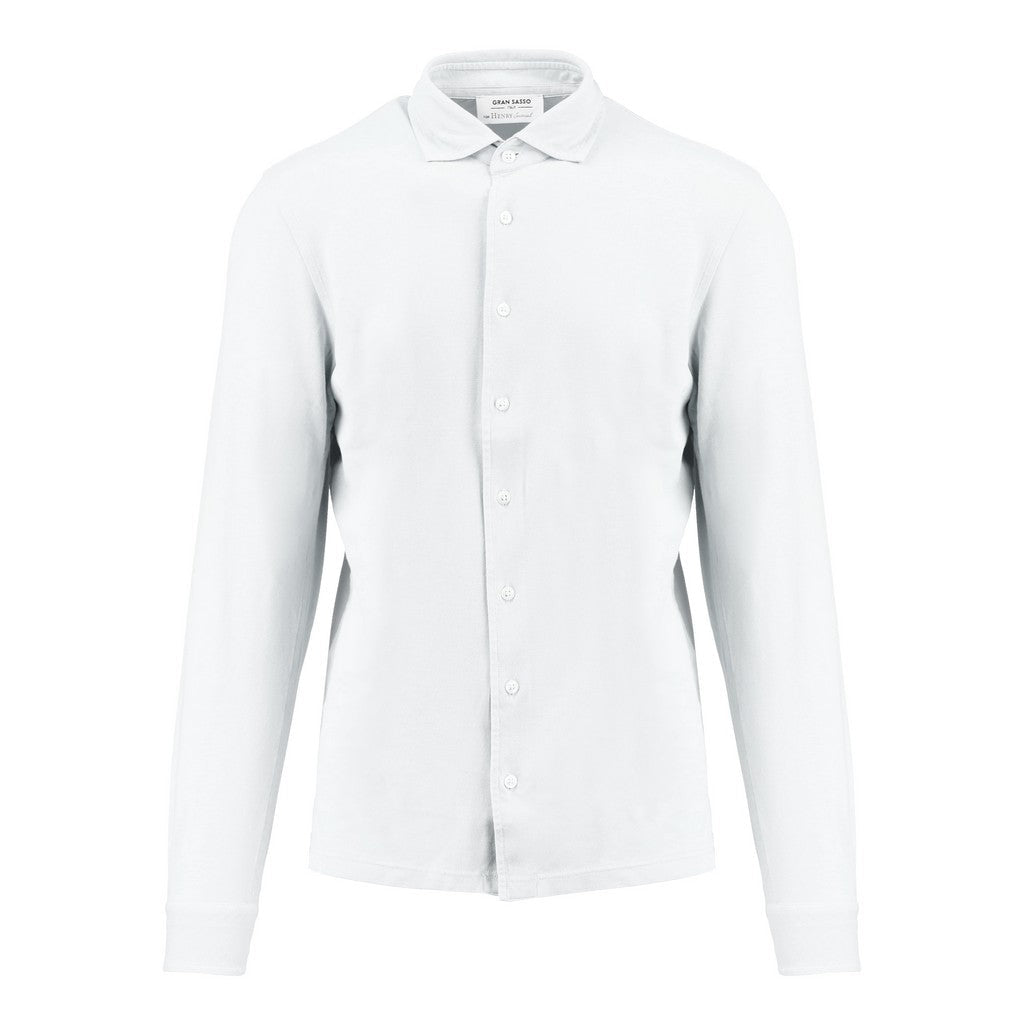 GRAN SASSO Cotton Long Sleeve Shirt WHITE - Henry Bucks