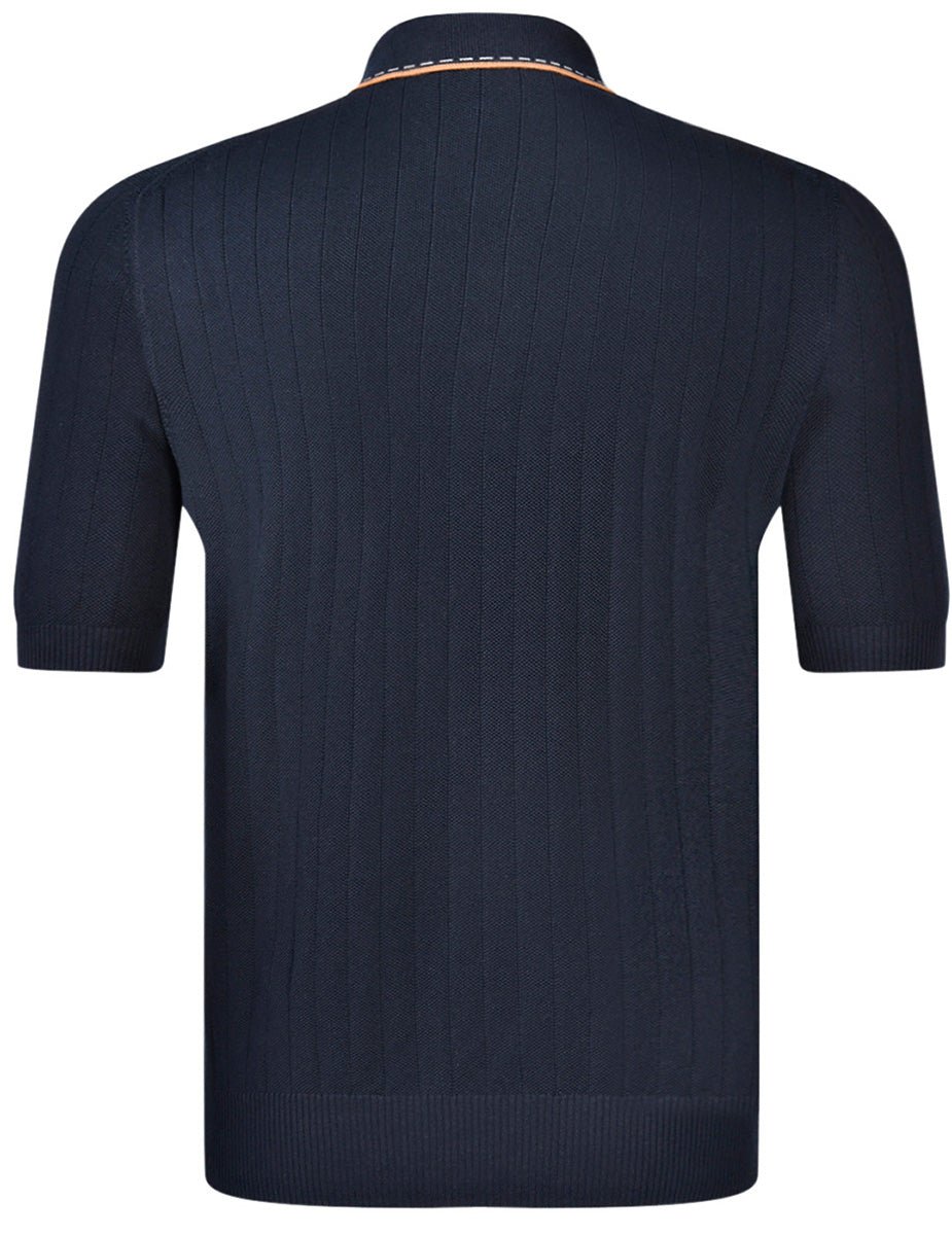 GRAN SASSO Cotton Tennis Polo NAVY - Henry Bucks