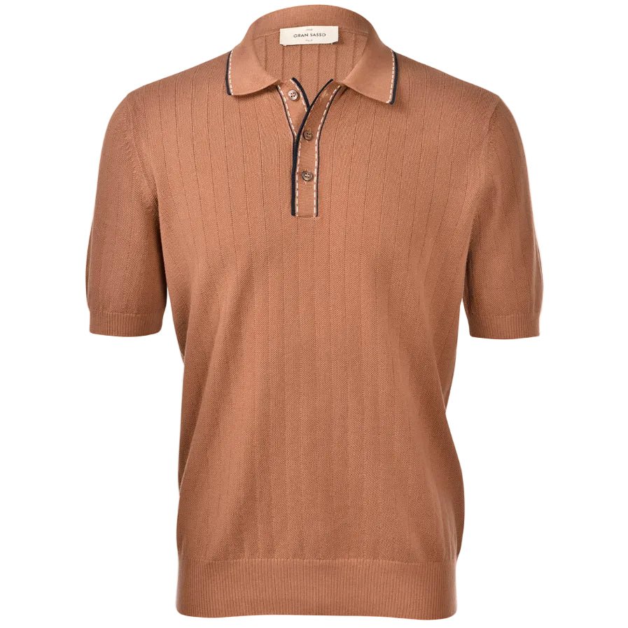 GRAN SASSO Cotton Tennis Polo TAN - Henry Bucks