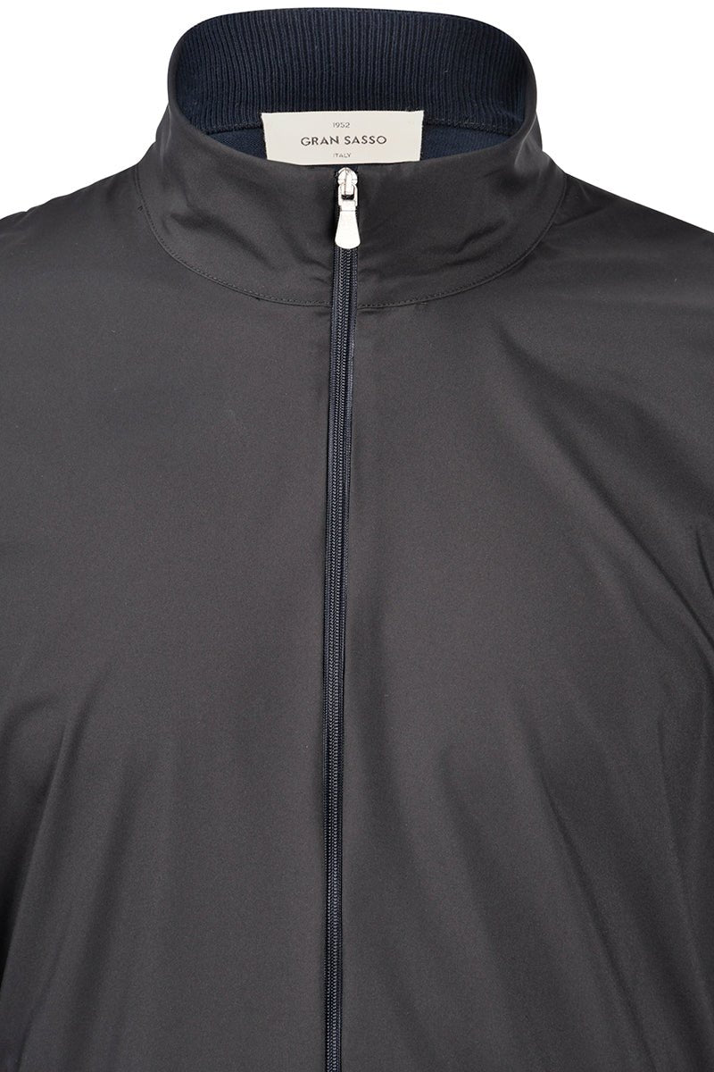 GRAN SASSO Cotton Zip Jacket NAVY - Henry Bucks