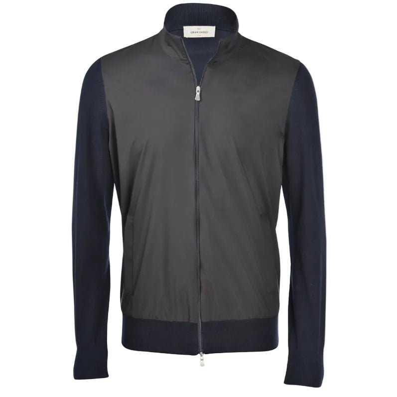 GRAN SASSO Cotton Zip Jacket NAVY - Henry Bucks